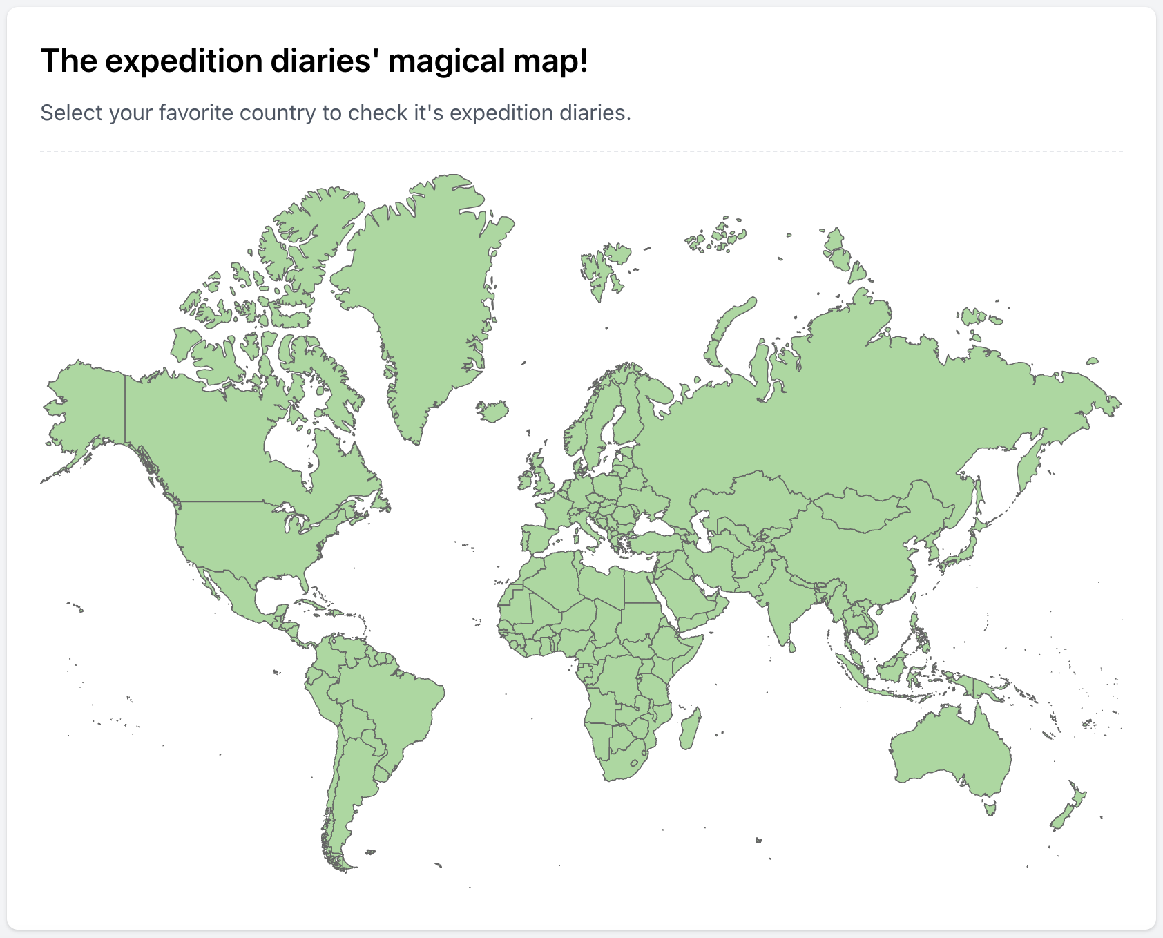 Expedition Diaries&rsquo; map